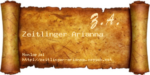 Zeitlinger Arianna névjegykártya